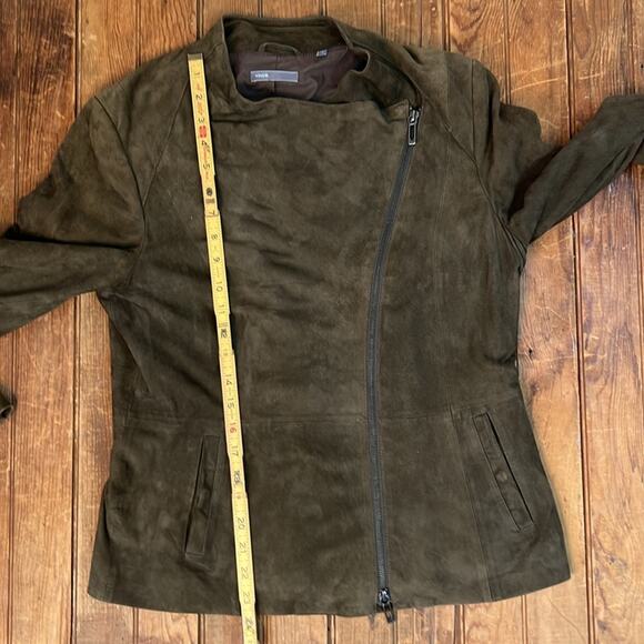 Women’s Vince Olive brown luxurious Suede zip Moto Jacket - Picture 5 of 7